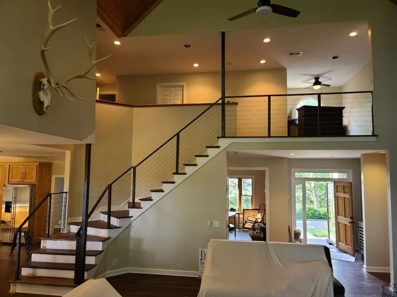 Indoor stair and landing cable railings by 3D Custom Welding